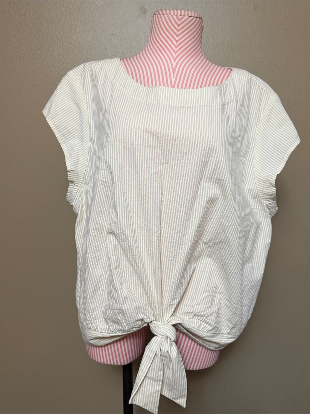 NWT Patagonia Striped White Tie-Front Blouse - XL